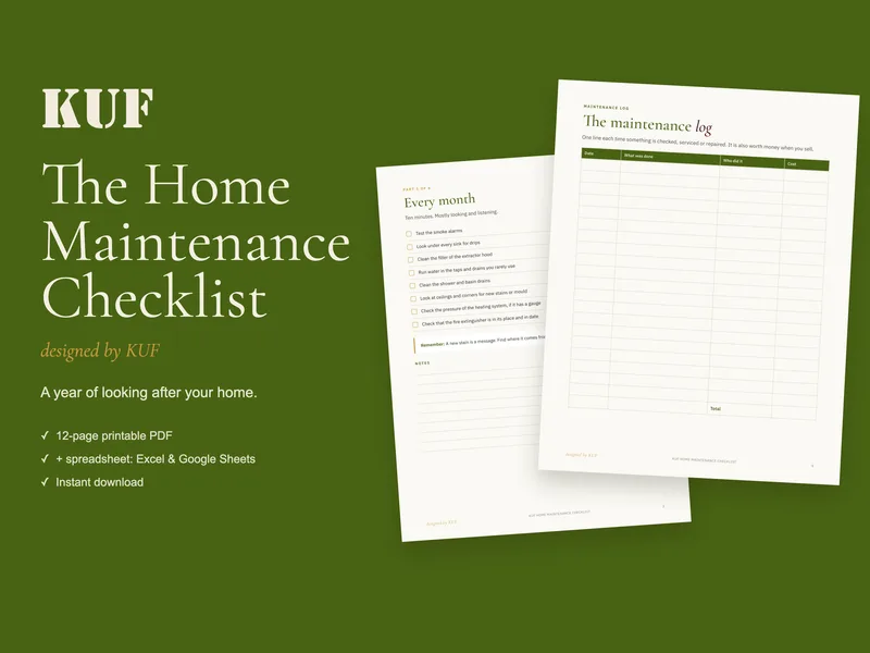 KUF Home Maintenance Checklist: PDF de tipărit și tabel
